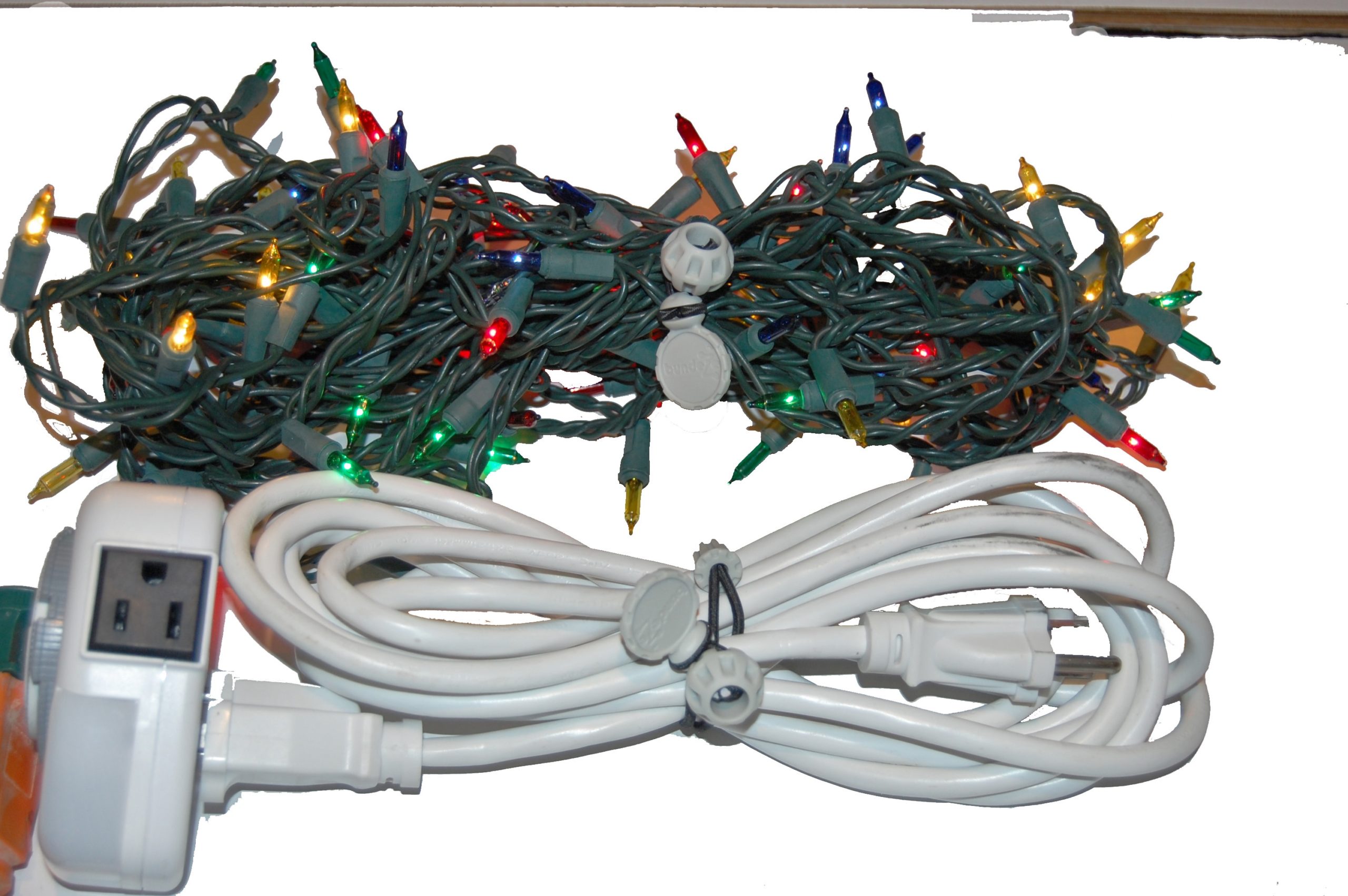Christmas lights bundled for storage