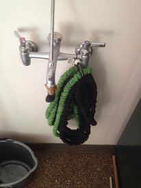 Garden hose lashed to faucet