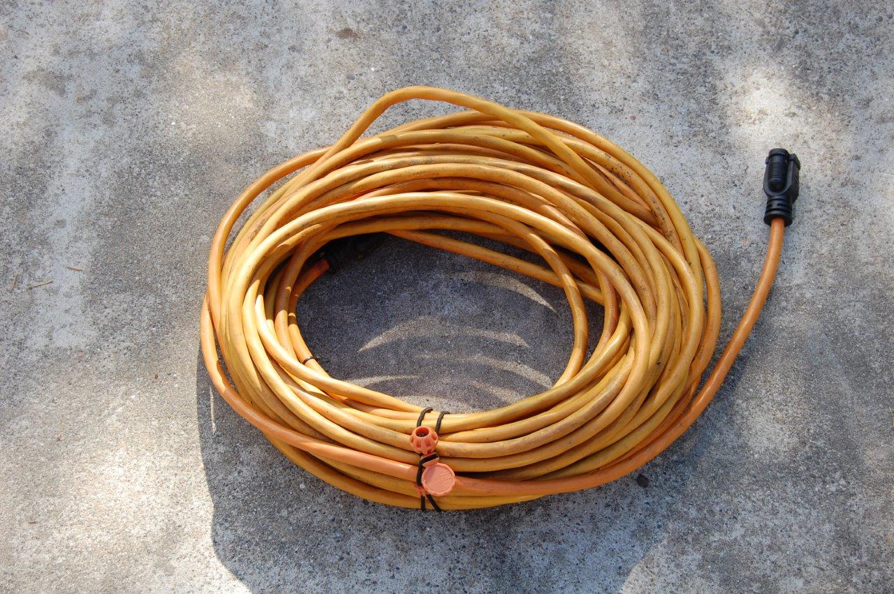 Extension cord coiled for storage